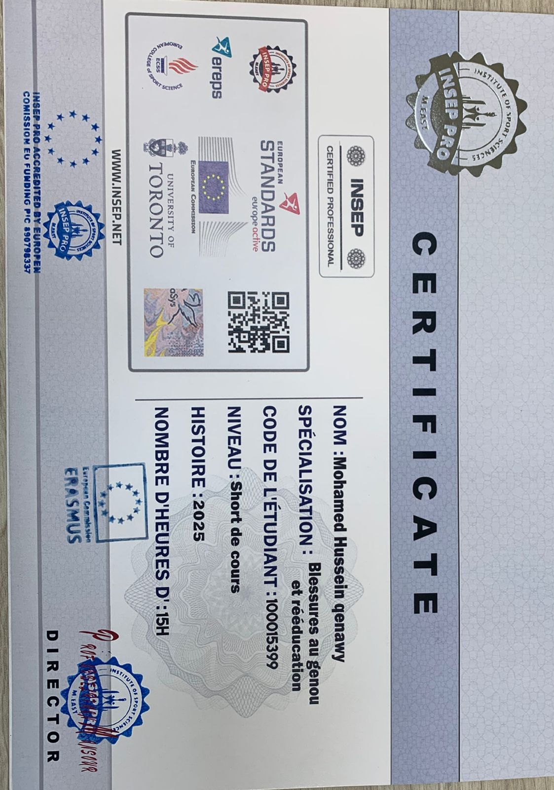 Knee Injuries Certificate